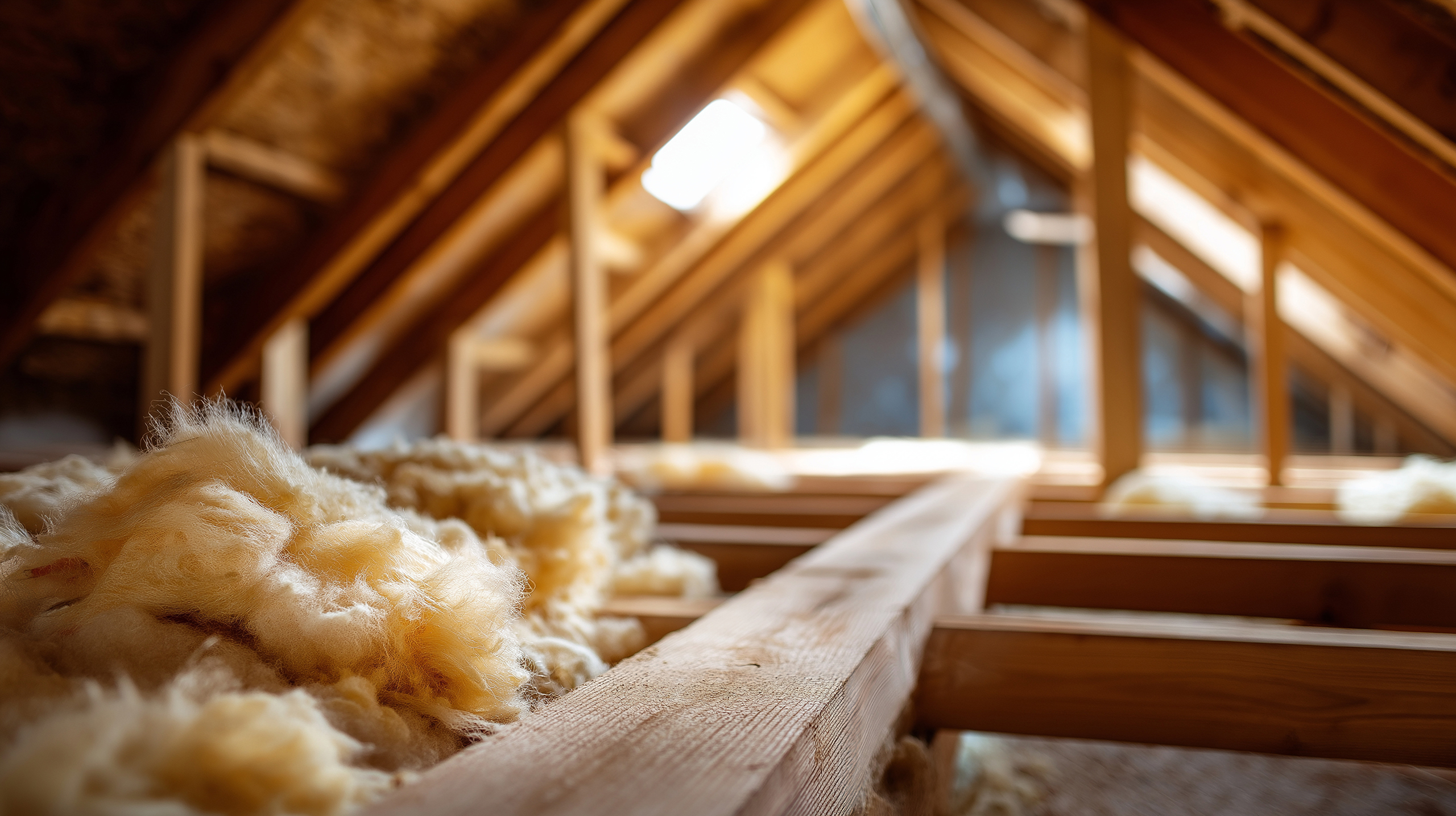 Attic insulation installation for home energy efficiency heavily